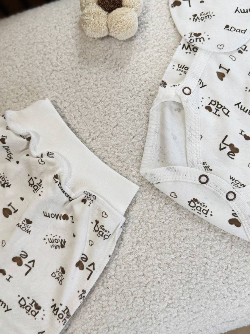 ❤ Комплект 3ка з боді інтерлок, 56р. Принт - I love mom, i love dad (#53239406) ✓ Anna Konvert