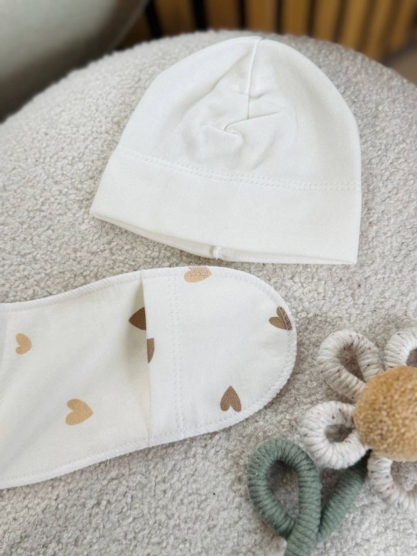 ❤ Комплект 3ка з боді, байка 56р. Принт - Кульбаба, серця різні беж (#56890487) ✓ Anna Konvert