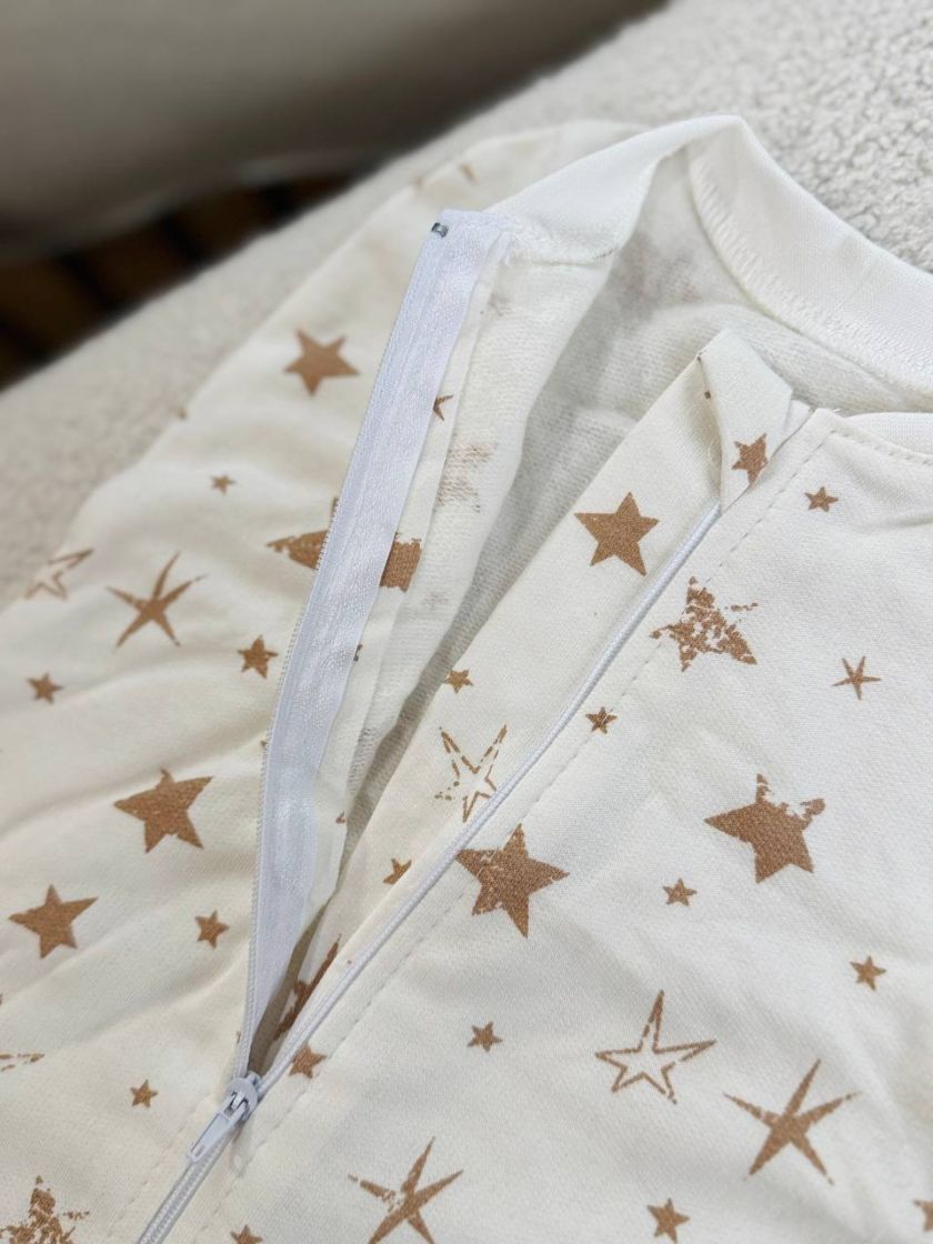 ❤ Пелюшка-кокон, на блискавці, байка Ромашка 62р. Принт - Зірки різні беж (#40647440) ✓ Anna Konvert