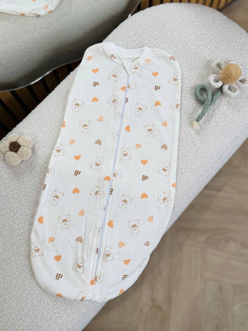 ❤ Пелюшка-кокон, на блискавці, байка Ромашка 62р. Принт - Ведмедики з різними серцями (#669229977) ✓ Anna Konvert