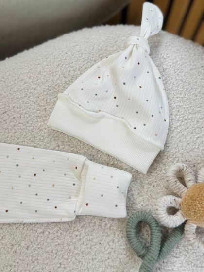 ❤ Комплект 3ка з сорочкою інтерлок 56см, рубчик різнокольорові крапки, Бджілка (#847202) ✓ Anna Konvert 2