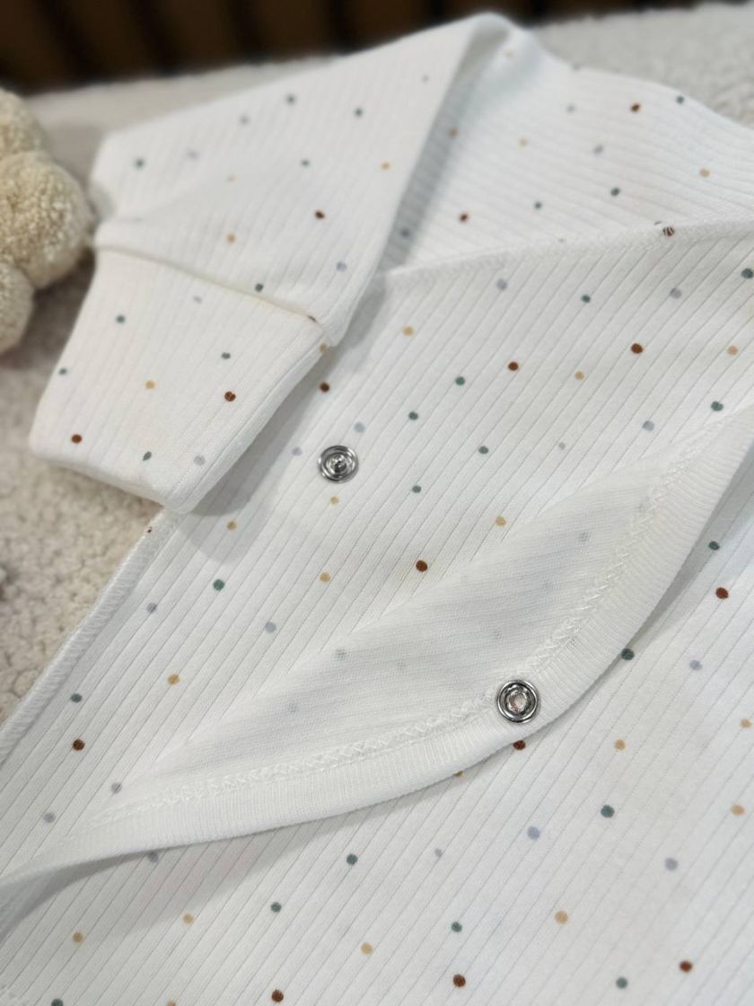 ❤ Комплект 3ка з сорочкою інтерлок 56см, рубчик різнокольорові крапки, Бджілка (#847202) ✓ Anna Konvert