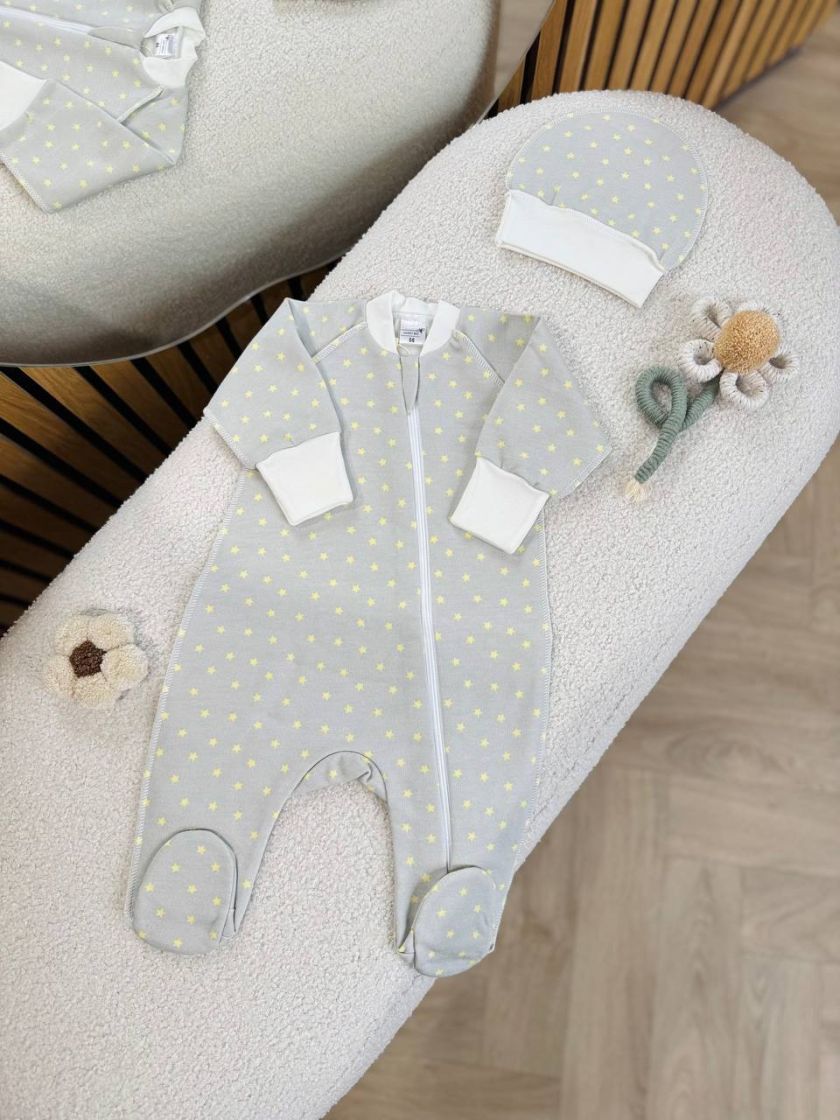 ❤ Чоловічок з шапочкою на блискавці байка, 56 Бджілка. Принт - Зірки на сірому (#74148881) ✓ Anna Konvert