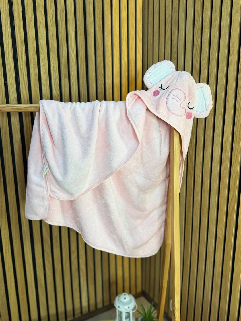 ❤ Рушник-кутик дитячий, 80*80 см. Колір - Рожевий, слоненя (#49190681) ✓ Anna Konvert