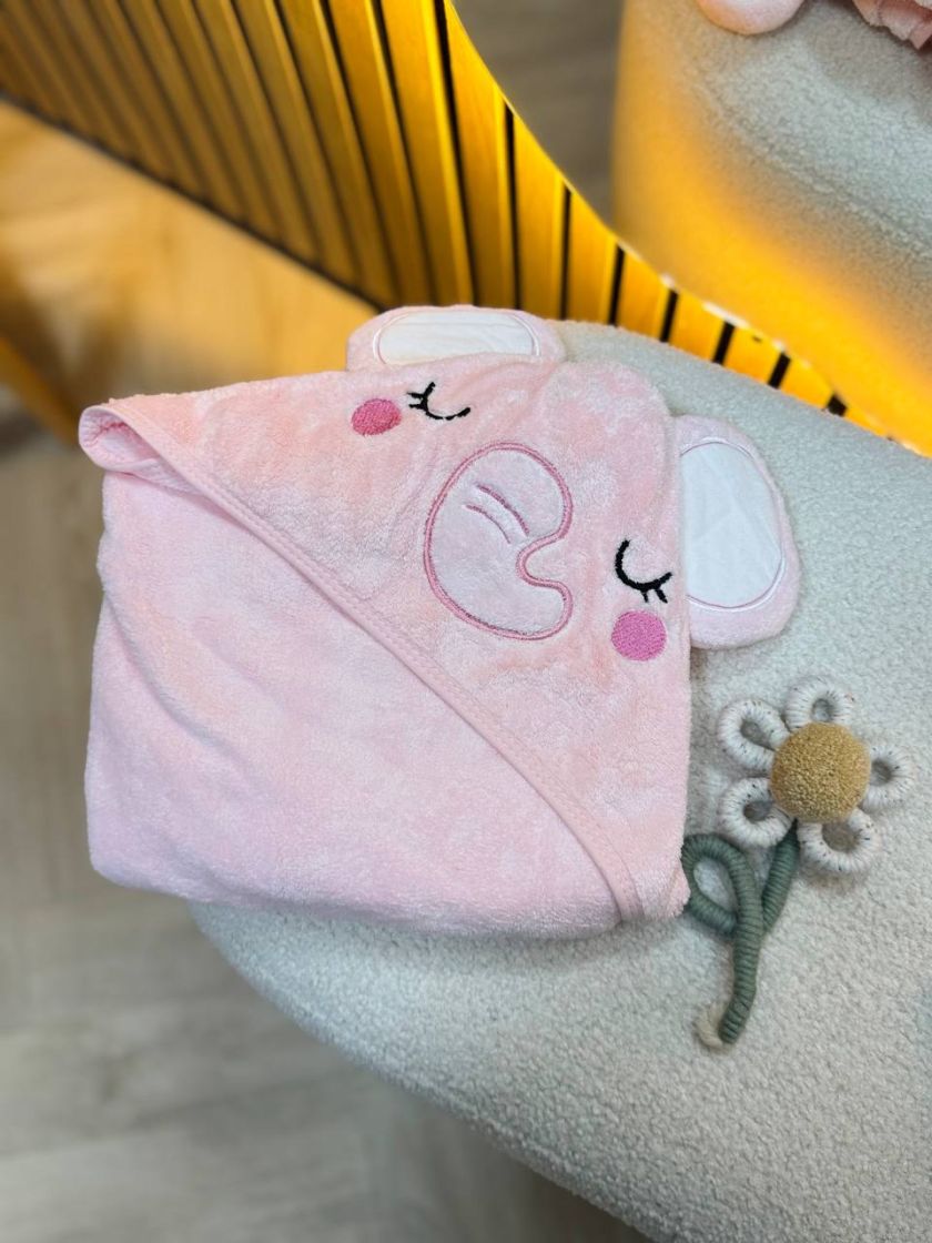 ❤ Рушник-кутик дитячий, 80*80 см. Колір - Рожевий, слоненя (#49190681) ✓ Anna Konvert