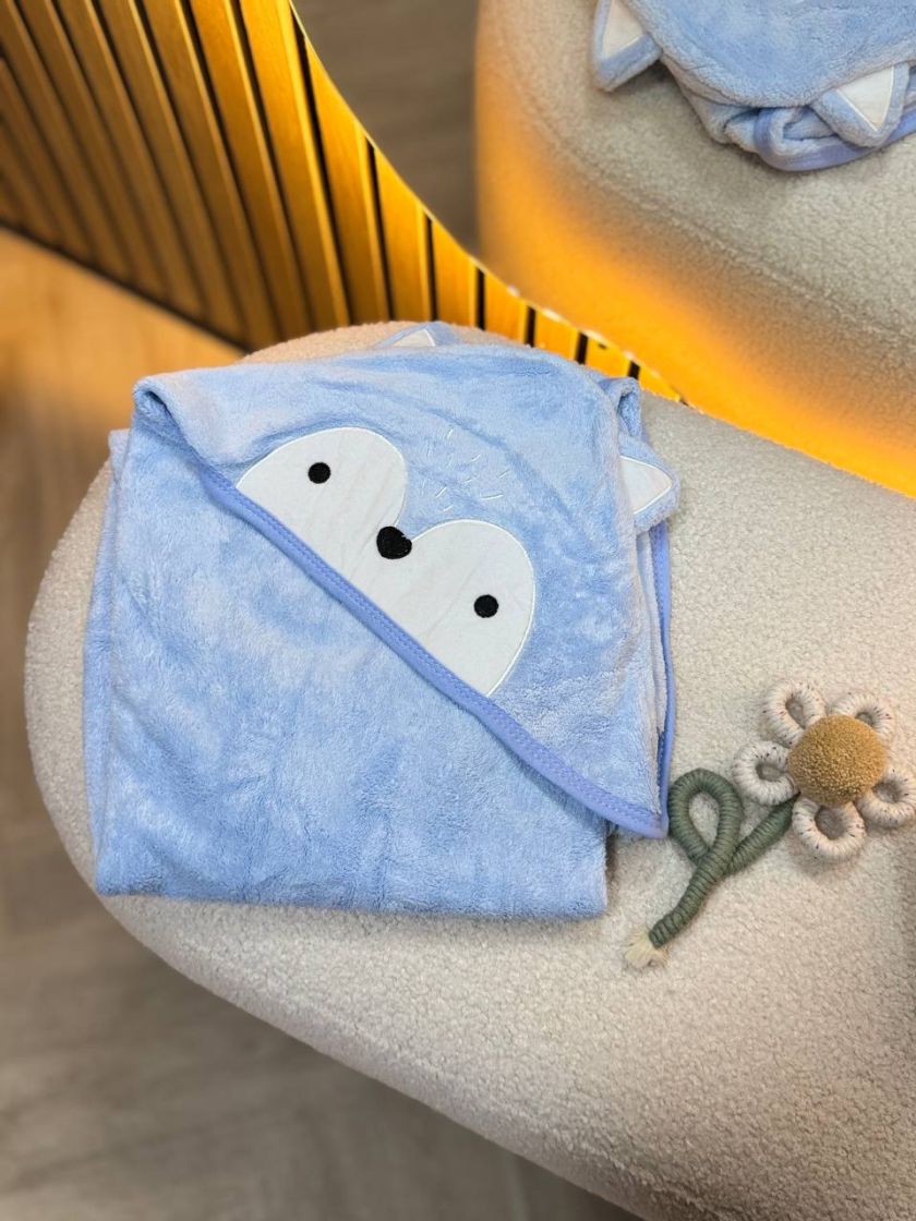 ❤ Рушник-кутик дитячий, 80*80 см. Колір - Блакитне вовченя (#84696996) ✓ Anna Konvert