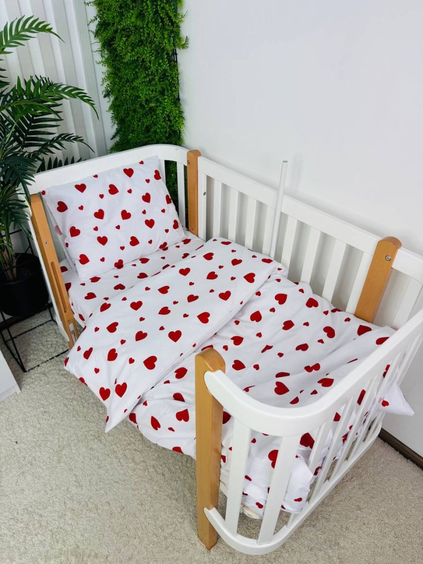 ❤ Змінна дитяча постіль, підковдра 110см на 90см. Принт - Серця червоні на білому (#26370805) ✓ Anna Konvert