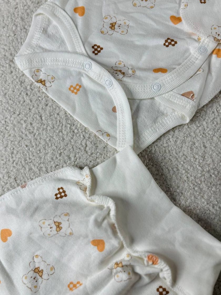 ❤ Комплект 2ка з боді, байка, Ромашка 56-62см. Принт - Ведмедики з різними серцями. Розмір - 56-62 (#2824690) ✓ Anna Konvert