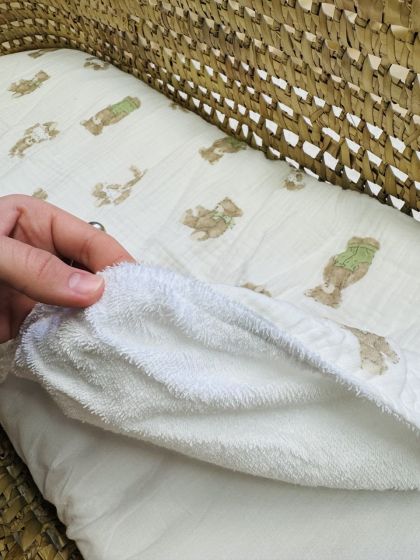 ❤ Простирадло муслін непромакаюче у візочок на гумці. Колір - Ведмедик та зайчик (#56232589) ✓ Anna Konvert 2