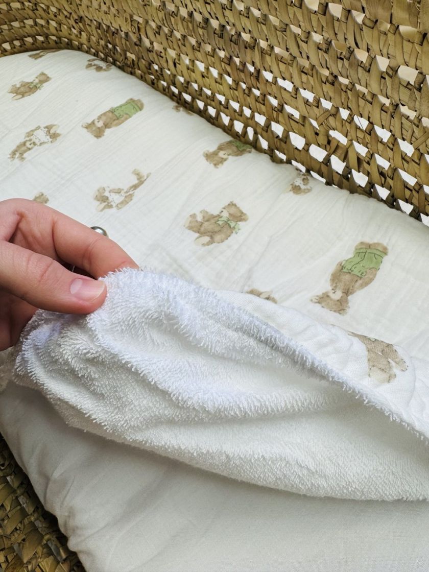 ❤ Простирадло муслін непромакаюче у візочок на гумці. Колір - Ведмедик та зайчик (#56232589) ✓ Anna Konvert