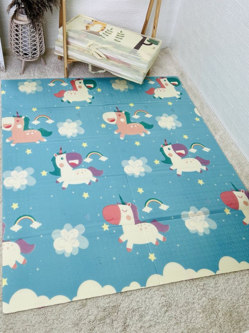 ❤ Килимок ігровий (ТЕРМО) 2-х сторонній EVA 180х120х0.8см, в сумці. Принт - Єдинороги, Звірі на літаках (#77848355) ✓ Anna Konve