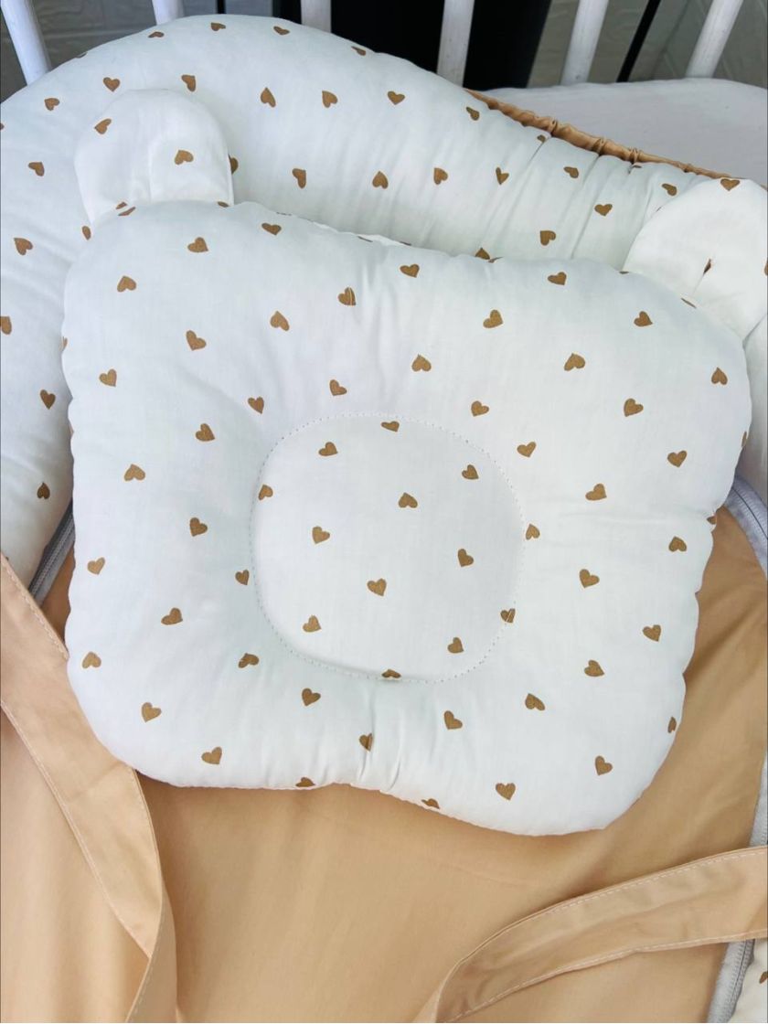 ❤ Кокон-гніздечко з ручками. Принт - Серця дрібні, бежевий однотон (#98762578) ✓ Anna Konvert