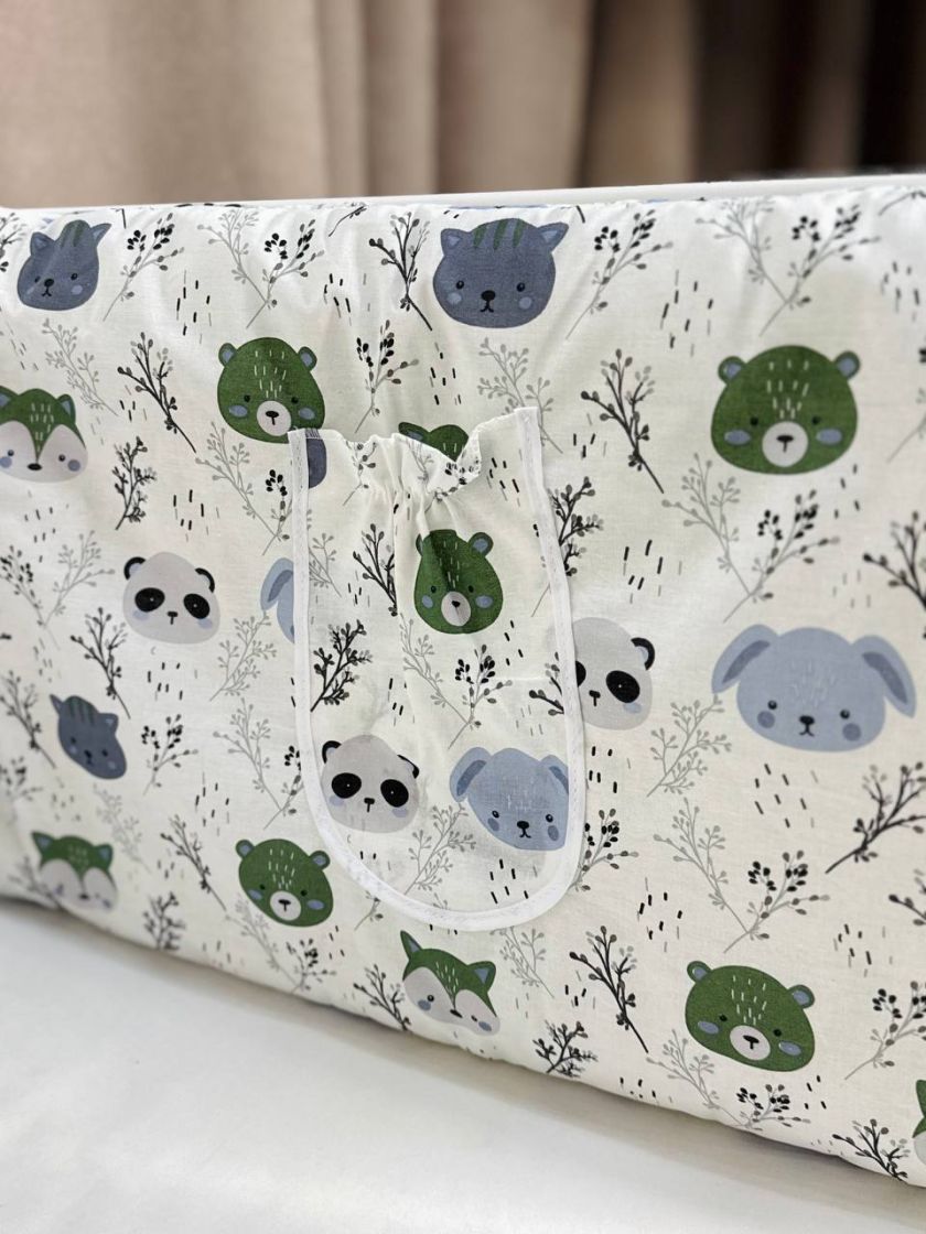 ❤ Бортики-суцільні на 4 боки ліжка, на завʼязках. Принт - Звірі сірі з гілочками (#83663209) ✓ Anna Konvert