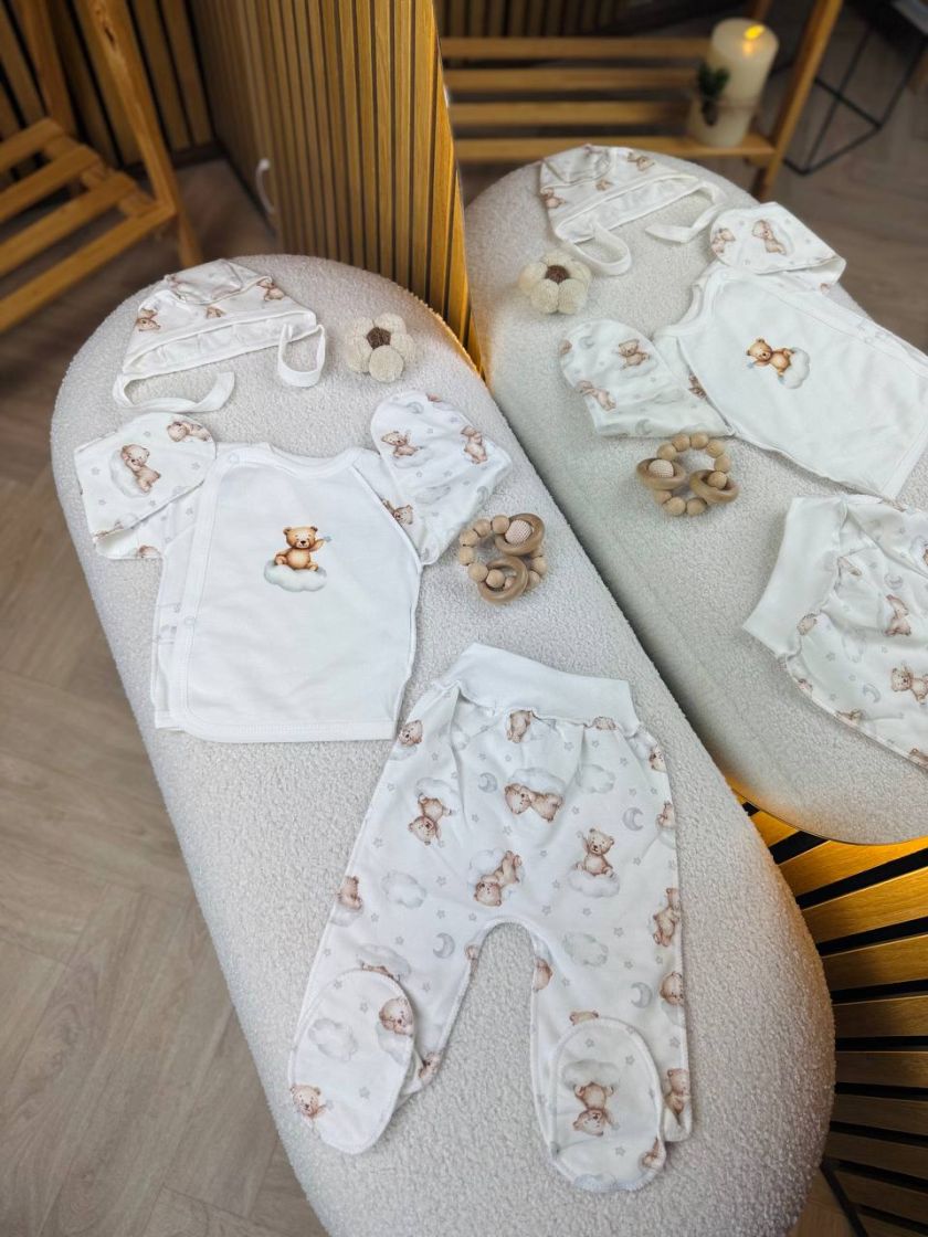 ❤ Комплект 3ка з сорочкою, байка 56-62см. Принт - Ведмедики на хмаринці (#13329518) ✓ Anna Konvert