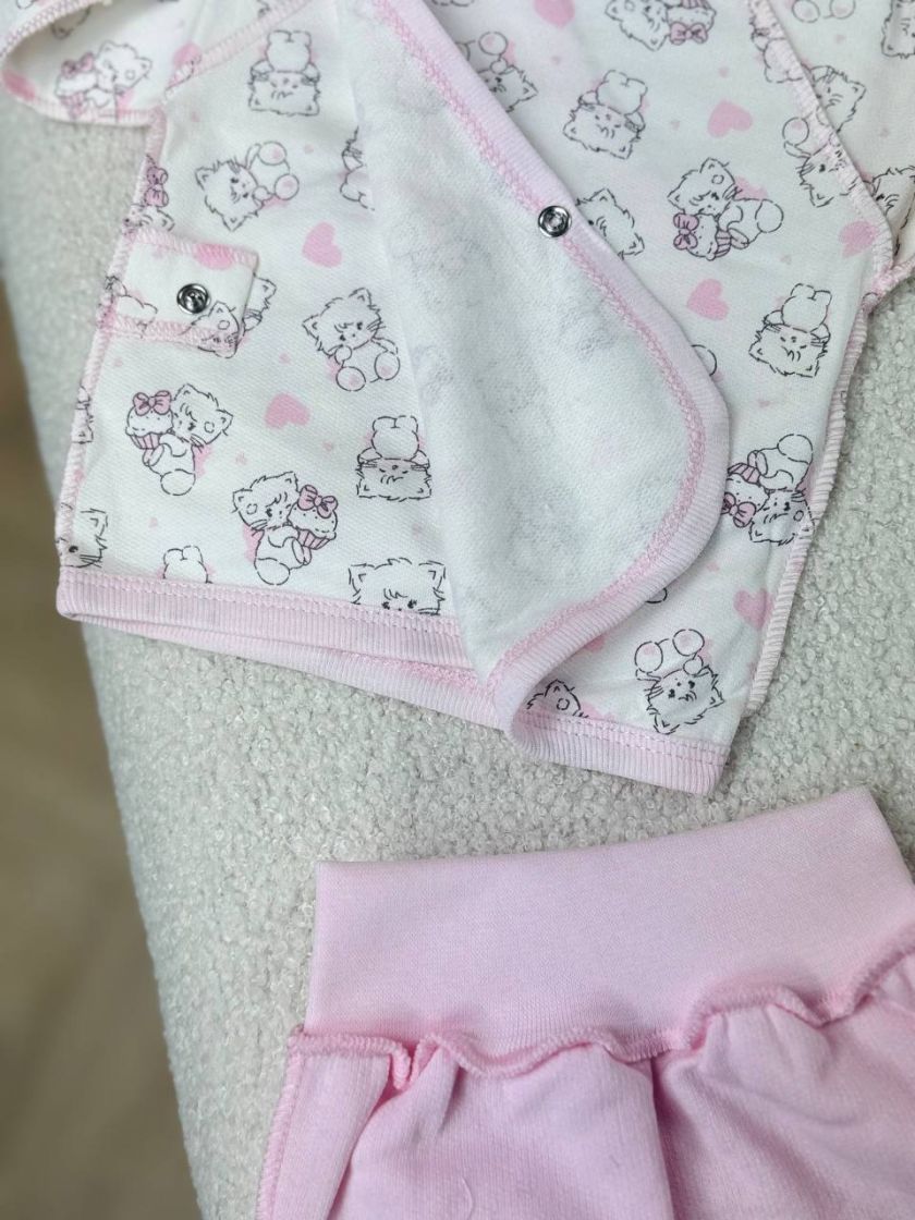 ❤ Комплект 3ка з сорочкою, байка 56-62см. Принт - Котики рожеві (#34236631) ✓ Anna Konvert