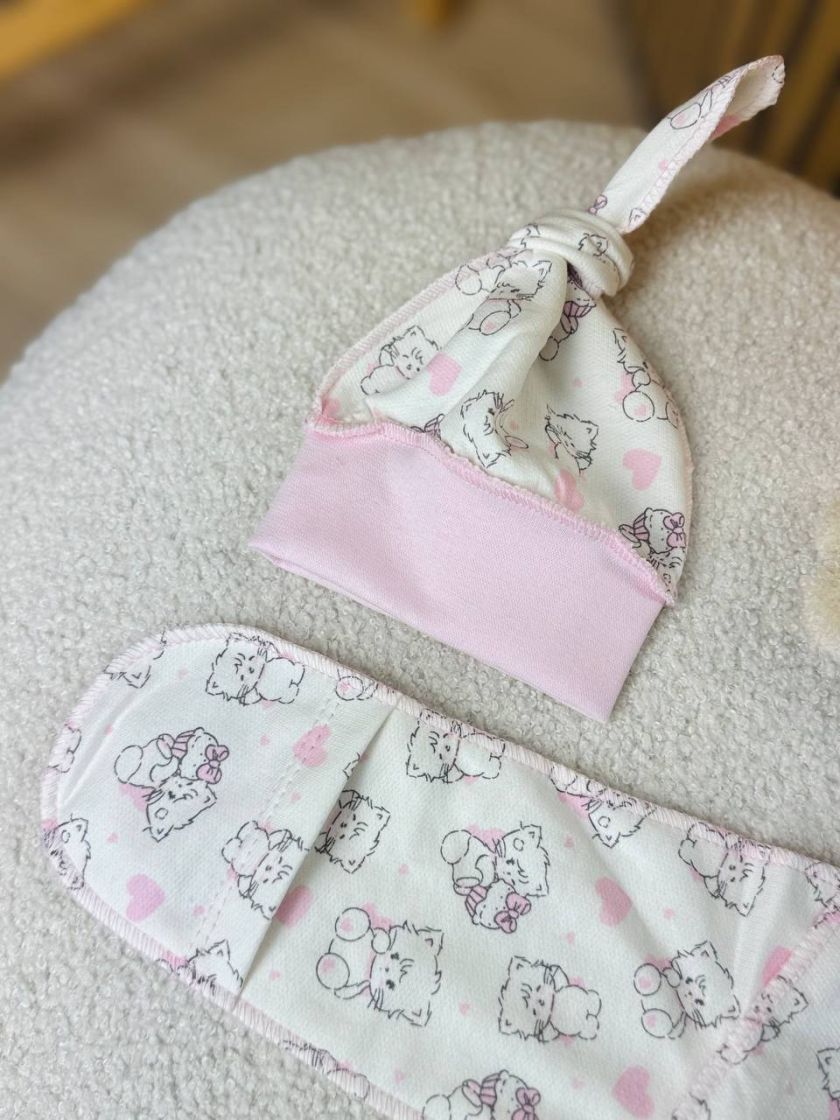 ❤ Чоловічок з шапочкою байка, 56-62см. Принт - Котики рожеві (#70275321) ✓ Anna Konvert