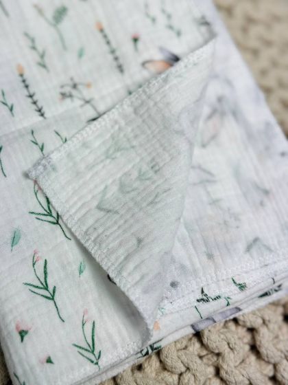 ❤ Пелюшки муслінові чотирьохшарові, жатка. Принт - Зайчик у гілочках. Розмір - 70*100см (#93133679) ✓ Anna Konvert 2