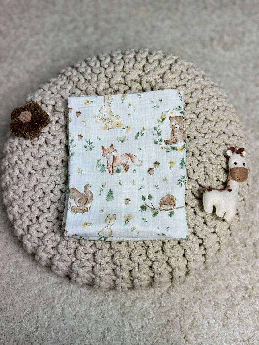 ❤ Пелюшки муслінові чотирьохшарові, жатка. Принт - Лісові звірі. Розмір - 70*100см (#54938554) ✓ Anna Konvert