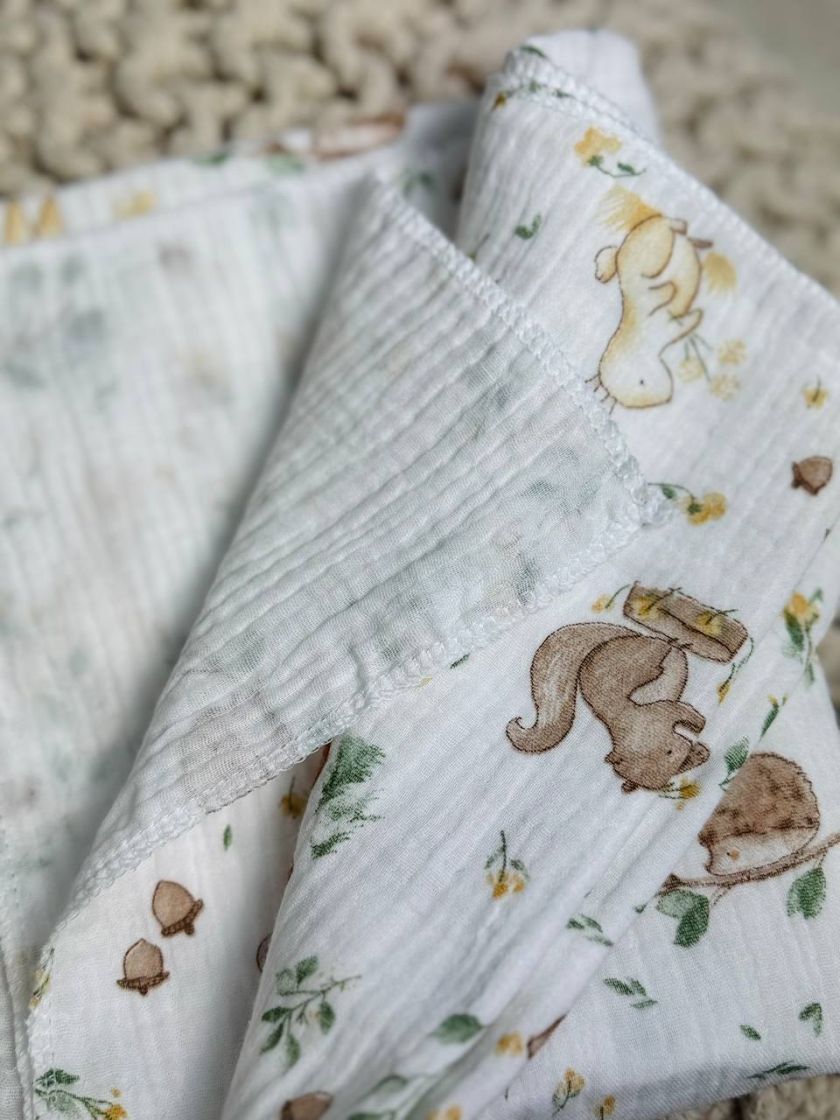 ❤ Пелюшки муслінові чотирьохшарові, жатка. Принт - Лісові звірі. Розмір - 70*100см (#54938554) ✓ Anna Konvert