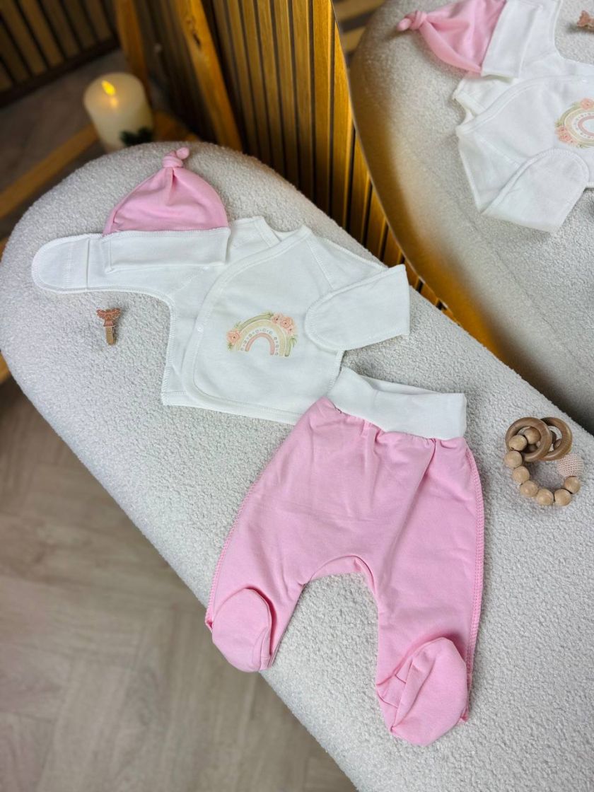 ❤ Комплект 3ка з сорочкою 56, байка Smile. Принт - Веселка з квітками. Розмір - 56 (#1970313) ✓ Anna Konvert