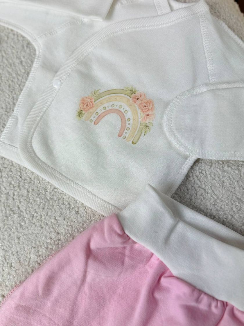 ❤ Комплект 3ка з сорочкою 56, байка Smile. Принт - Веселка з квітками. Розмір - 56 (#1970313) ✓ Anna Konvert