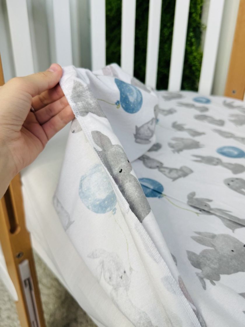 ❤ Змінна дитяча постіль байкова, 140*110. Принт - Сіренький зайчик з повітрянною кулькою (#68191589) ✓ Anna Konvert