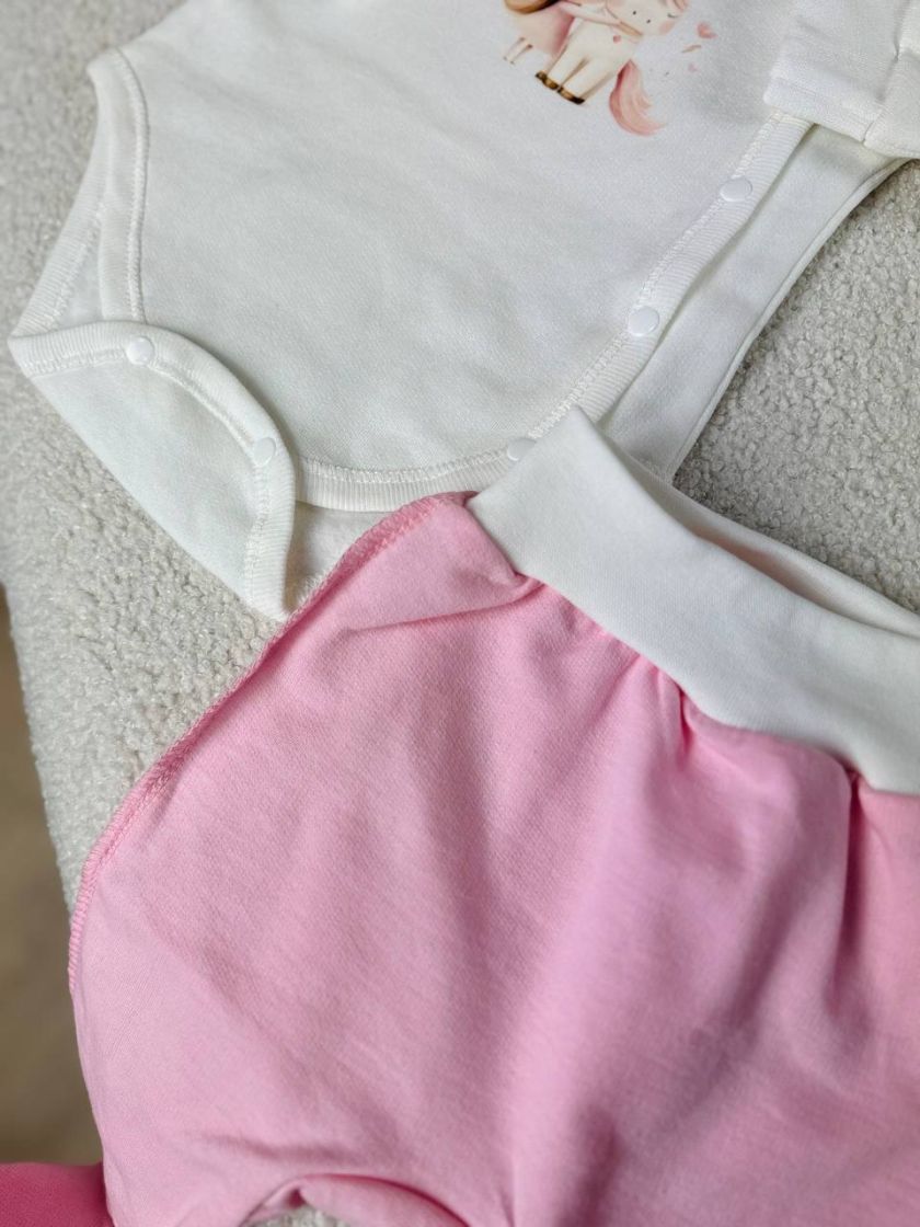 ❤ Комплект 3ка з боді на байці "Smile". Колір - Дівчинка з єдинорогом. Розмір - 56 (#85170865) ✓ Anna Konvert