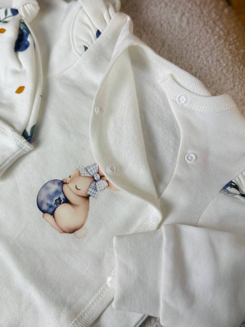 ❤ Комплект 3ка з боді на байці "Smile". Колір - Зайченя з лохиною. Розмір - 56 (#50733453) ✓ Anna Konvert