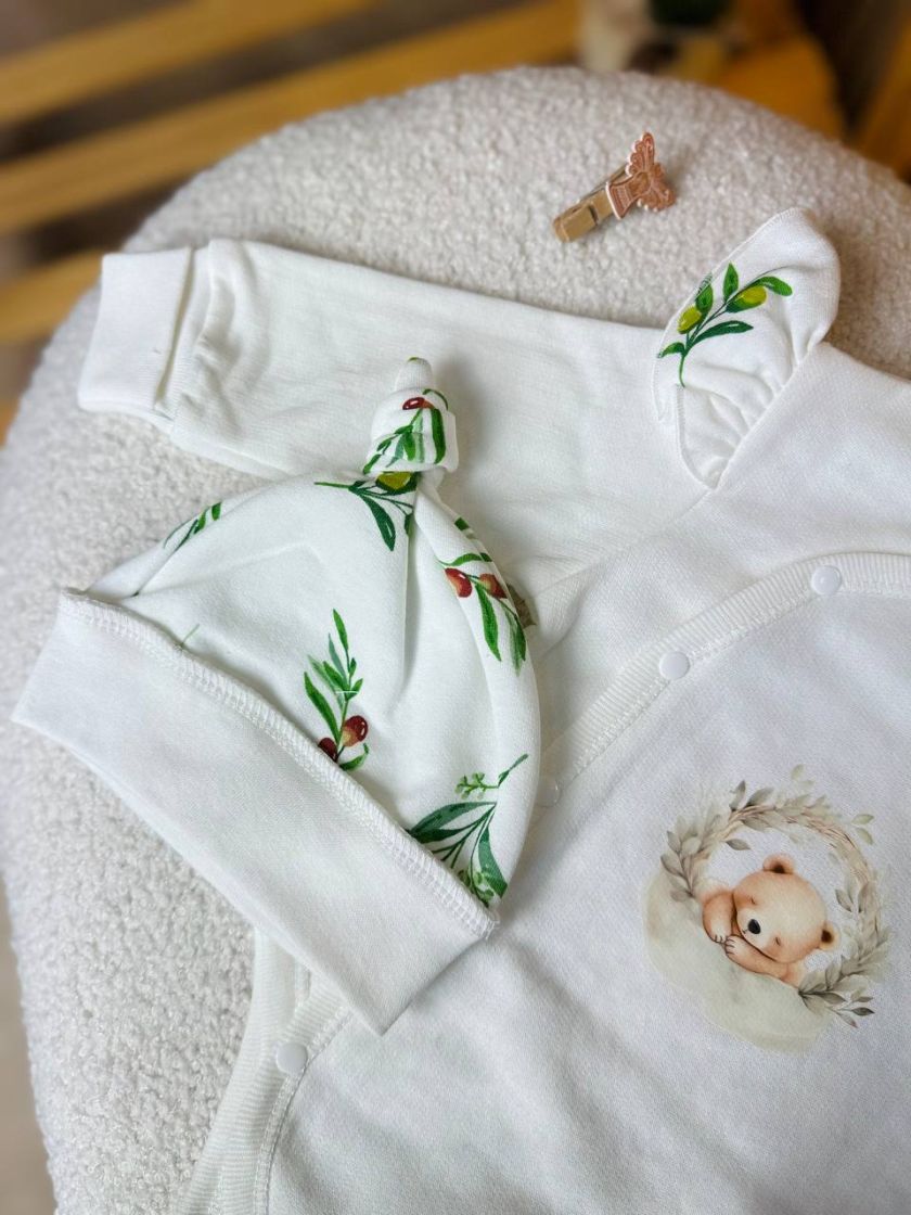 ❤ Комплект 3ка з боді на байці "Smile". Колір - Ведмедик, гілочки з олівками. Розмір - 62 (#71631607) ✓ Anna Konvert