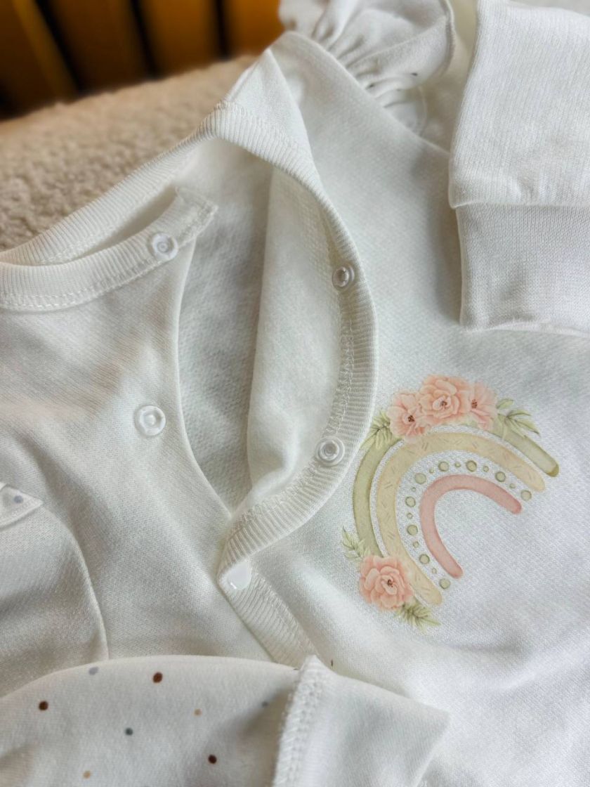 ❤ Комплект 3ка з боді на байці "Smile". Колір - Веселка з квітами. Розмір - 62 (#17071606) ✓ Anna Konvert