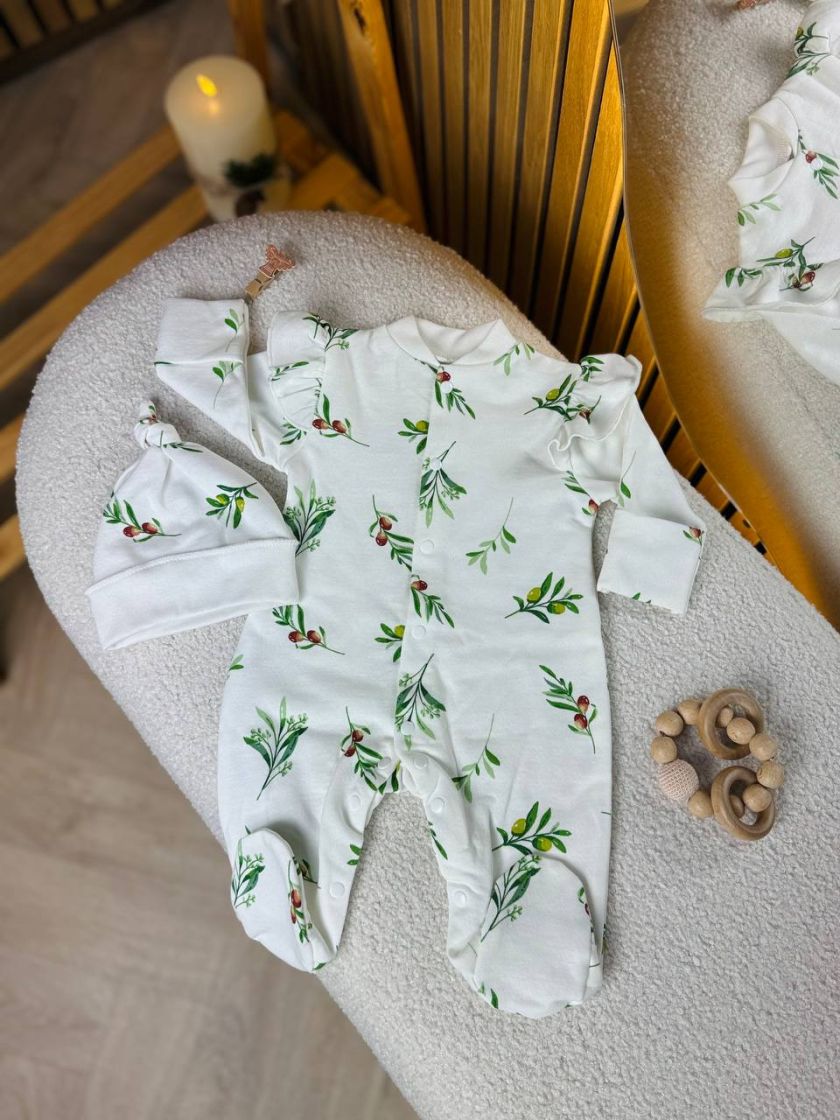 ❤ Чоловічок з шапочкою на байці, Smile. Принт - Гілочки з оливками. Розмір - 56 (#3281823) ✓ Anna Konvert