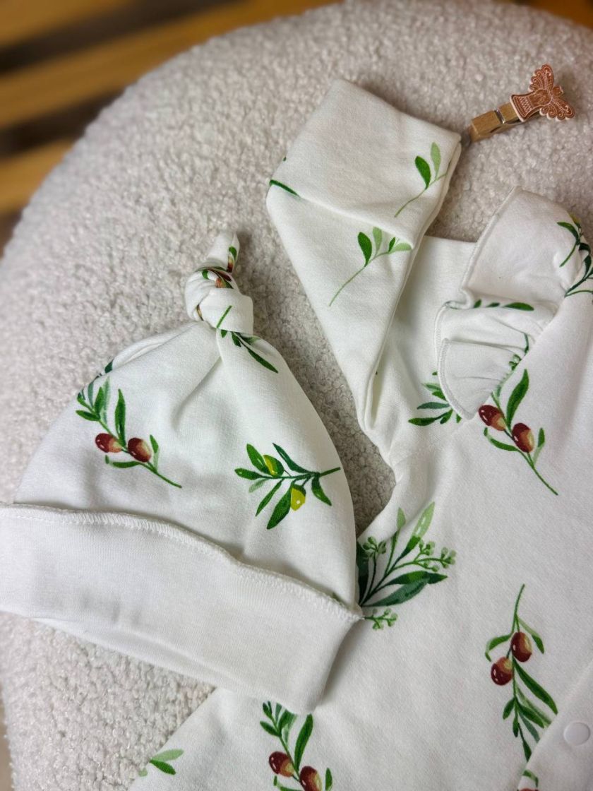 ❤ Чоловічок з шапочкою на байці, Smile. Принт - Гілочки з оливками. Розмір - 56 (#3281823) ✓ Anna Konvert