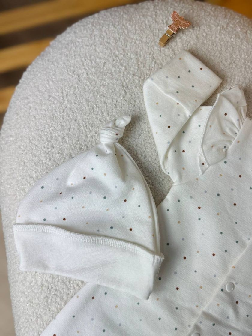 ❤ Чоловічок з шапочкою на байці, Smile. Принт - Різнокольорові крапки. Розмір - 56 (#23067679) ✓ Anna Konvert