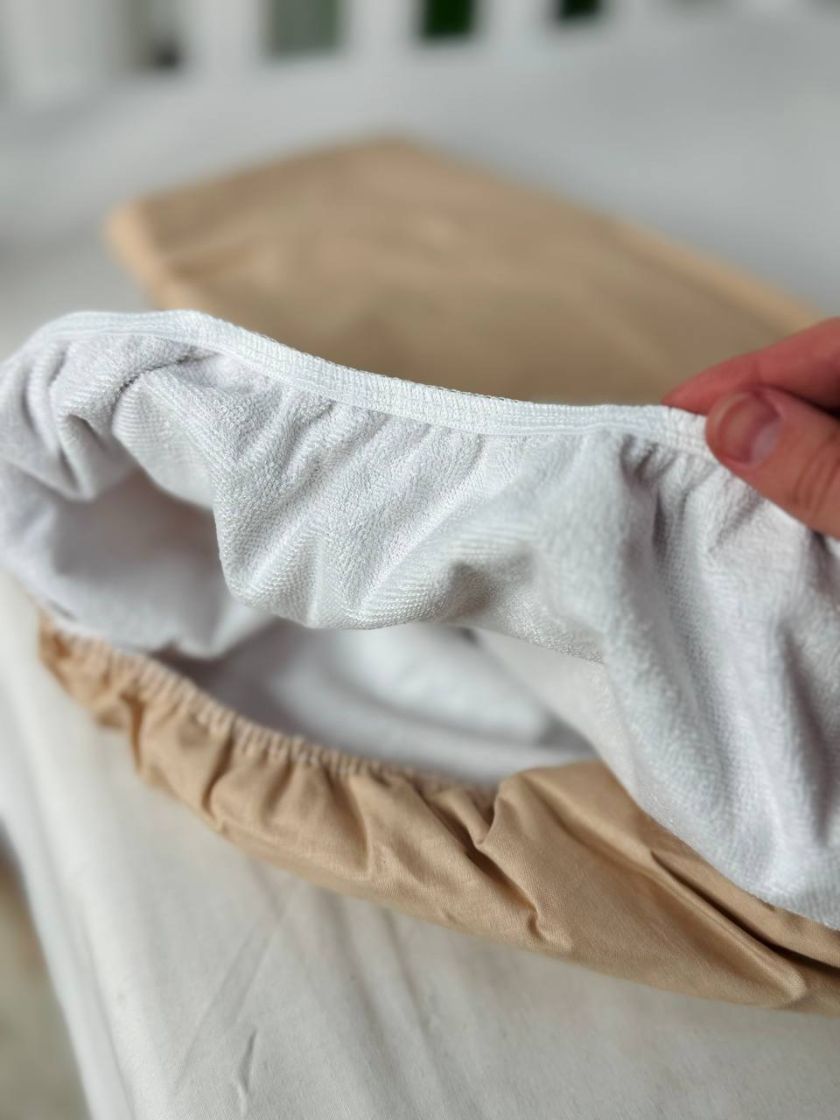 ❤ Простирадло у ліжко непромокаюче, 120/60 см. Принт - Капучино однотон (#13578167) ✓ Anna Konvert