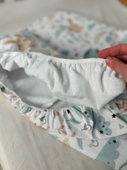 ❤ Простирадло у ліжко непромокаюче, 120/60 см. Принт - Совенята з бежевими зайцями (#37034236) ✓ Anna Konvert 2