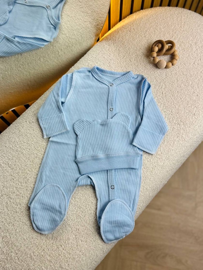 ❤ Чоловічок з шапочкою, рубчик, Баранчик БО. Колір - Блакитний. Розмір - 62 (#43720994) ✓ Anna Konvert