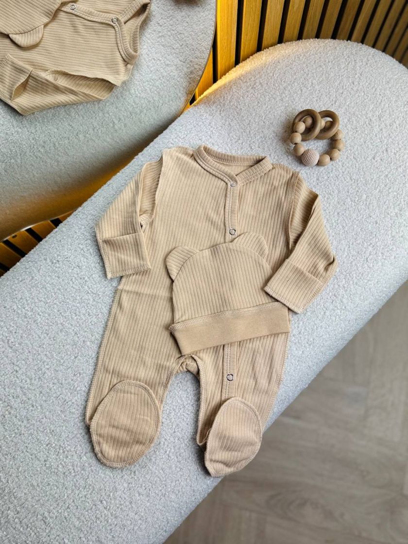 ❤ Чоловічок з шапочкою, рубчик, Баранчик БО. Колір - Пісочний. Розмір - 62 (#43710070) ✓ Anna Konvert