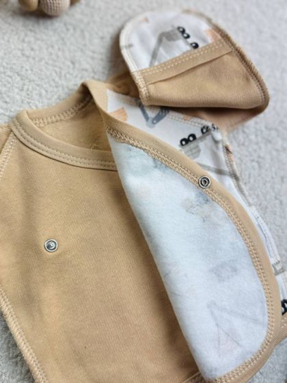 ❤ Комплект 3ка з сорочкою байка, БО. Принт - Транспорт на бежевому. Розмір - 56см (#5570009) ✓ Anna Konvert 2