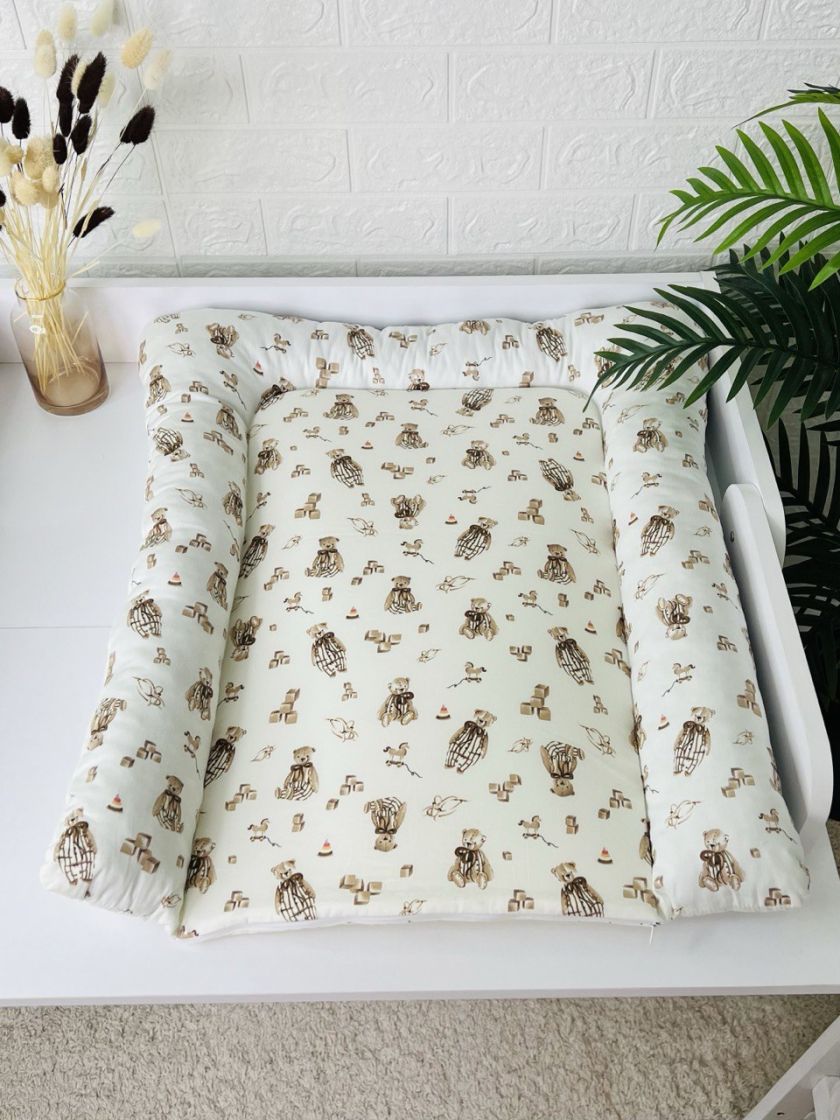 ❤ Матрасик у пеленатор, на блискавці, поролон з'ємний, 55см на 70см. Принт - Ведмеді в штанцях, серця різні (#23446589) ✓ Anna K