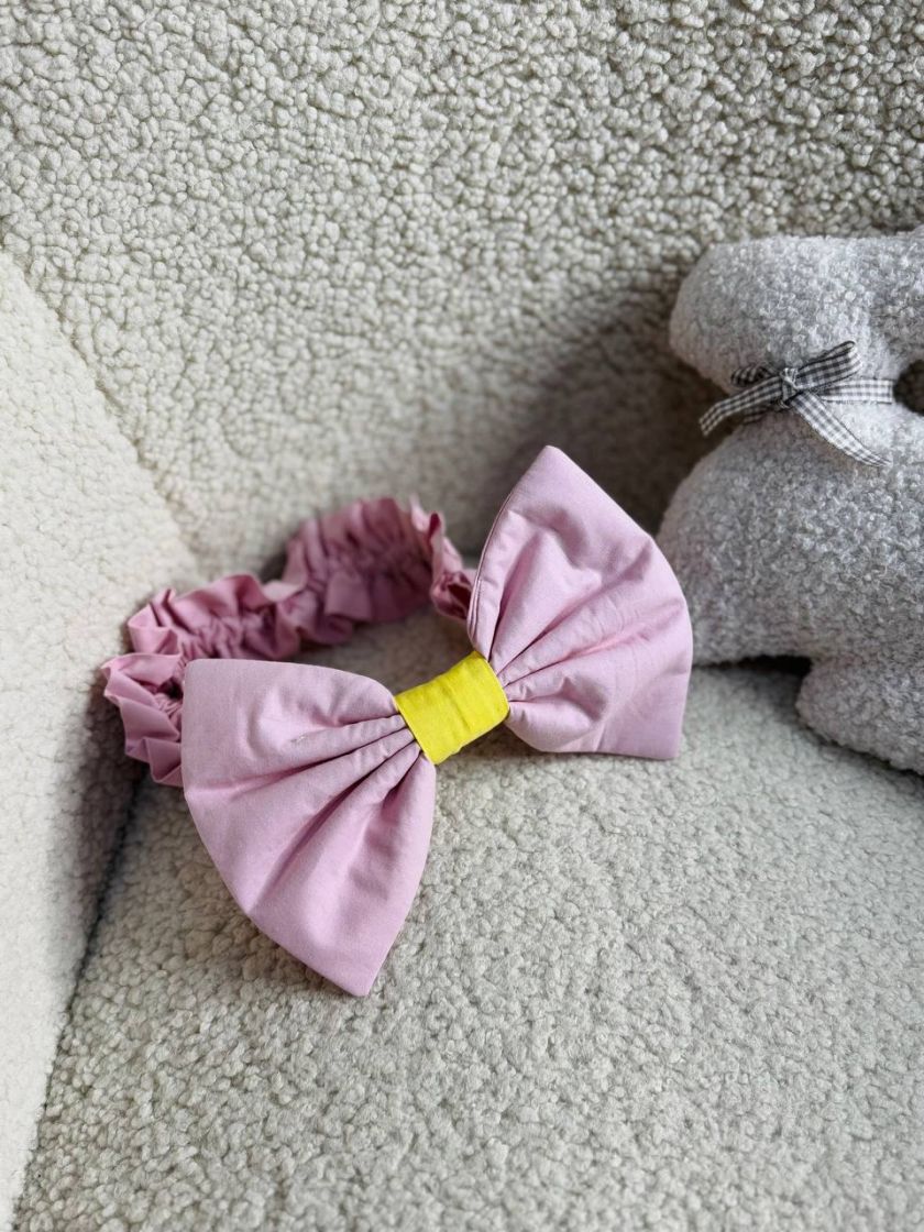 ❤ Бантик для пледу на виписку, універсальний на резинці. Колір - Рожевий з жовтою серединкою (#72632840) ✓ Anna Konvert