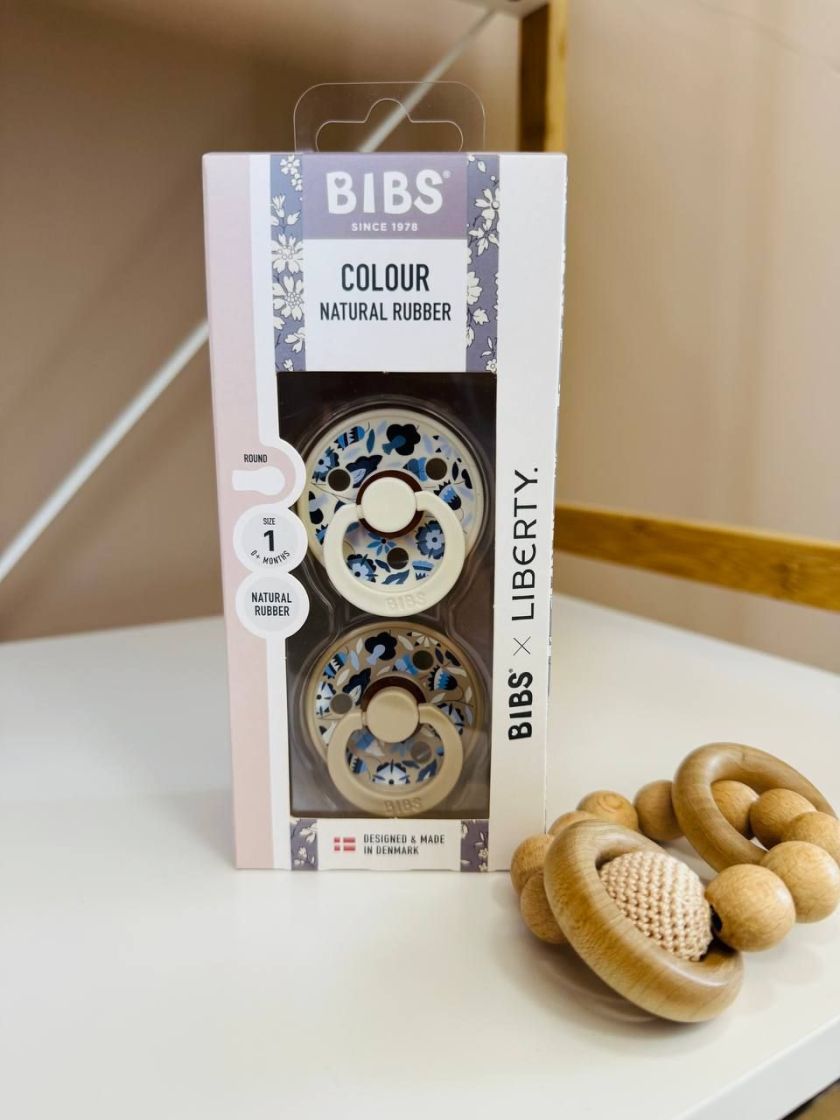 ❤ Пустушка BIBS x Liberty Colour Latex Round (кругла), 2 в упаковці, 6-18 міс. Колір - Bobo / Ivory Mix (#7905860) ✓ Anna Konver