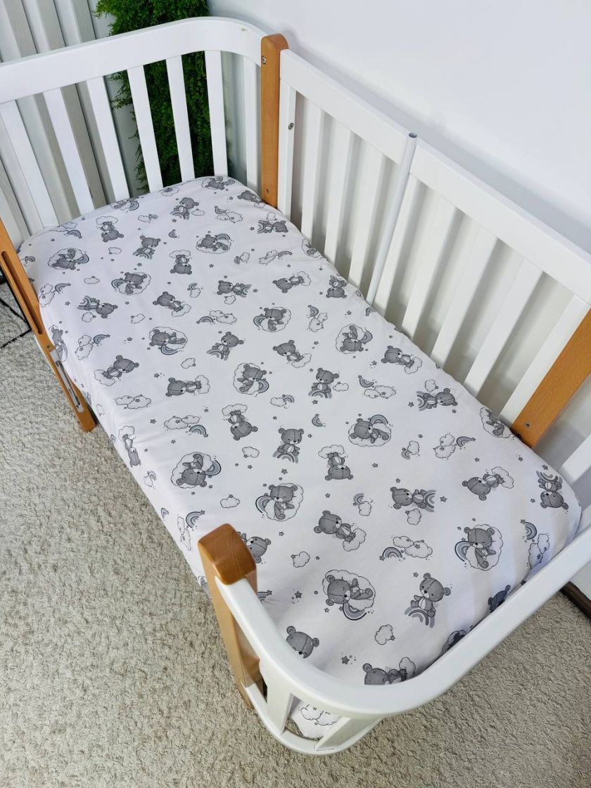 ❤ Простирадло у ліжко непромокаюче, 120/60 см. Принт - Ведмедики невзрачні сірі (#50608238) ✓ Anna Konvert