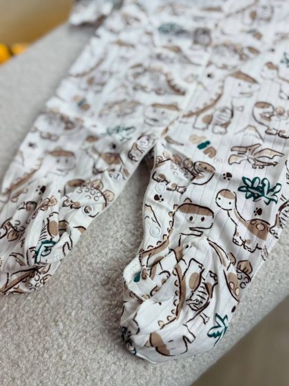 ❤ Чоловічок інтерлок в рубчик, Ромашка. Принт - Дінозаври. Розмір - 56-62см (#6812181) ✓ Anna Konvert 2