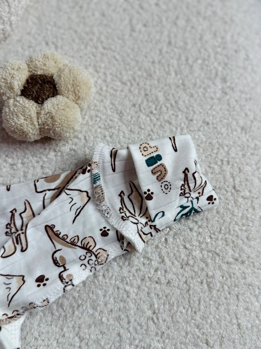 ❤ Чоловічок інтерлок в рубчик, Ромашка. Принт - Дінозаври. Розмір - 56-62см (#6812181) ✓ Anna Konvert