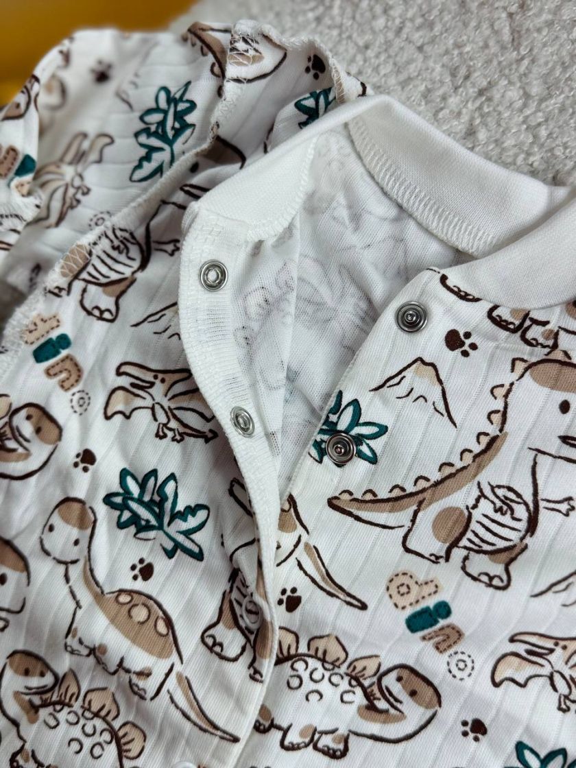 ❤ Чоловічок інтерлок в рубчик, Ромашка. Принт - Дінозаври. Розмір - 62-68см (#62205261) ✓ Anna Konvert