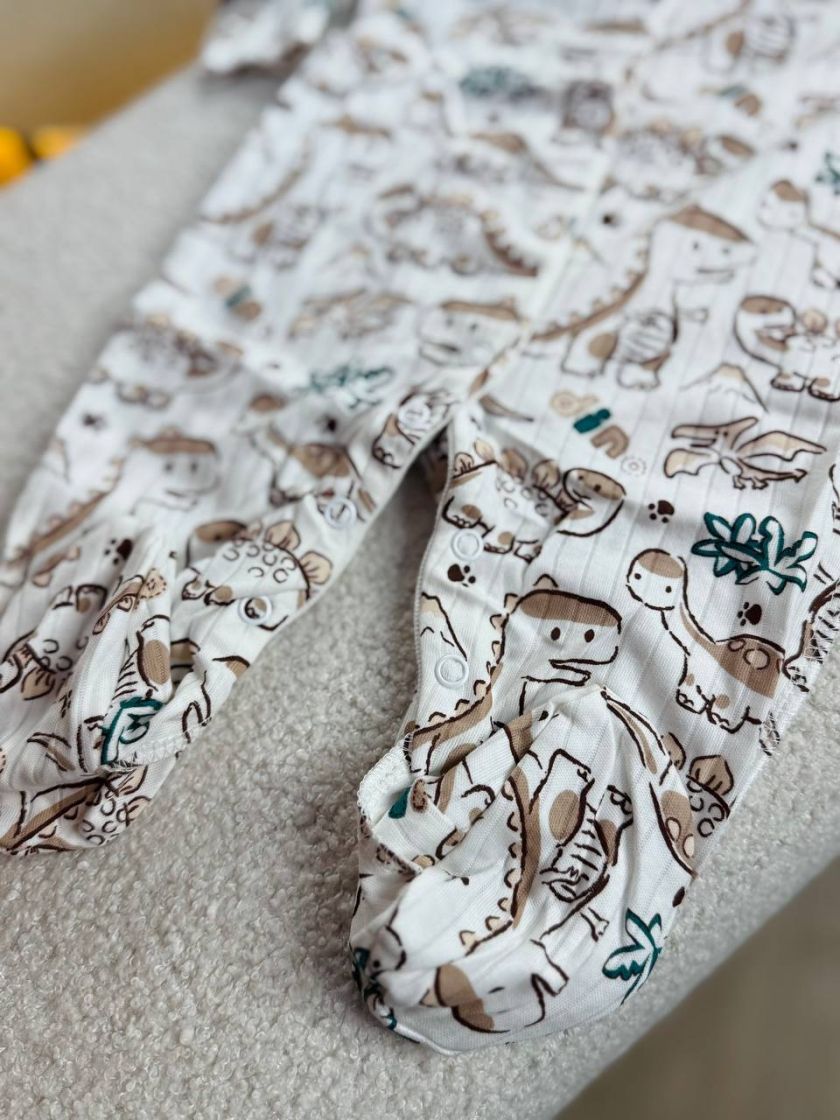 ❤ Чоловічок інтерлок в рубчик, Ромашка. Принт - Дінозаври. Розмір - 62-68см (#62205261) ✓ Anna Konvert