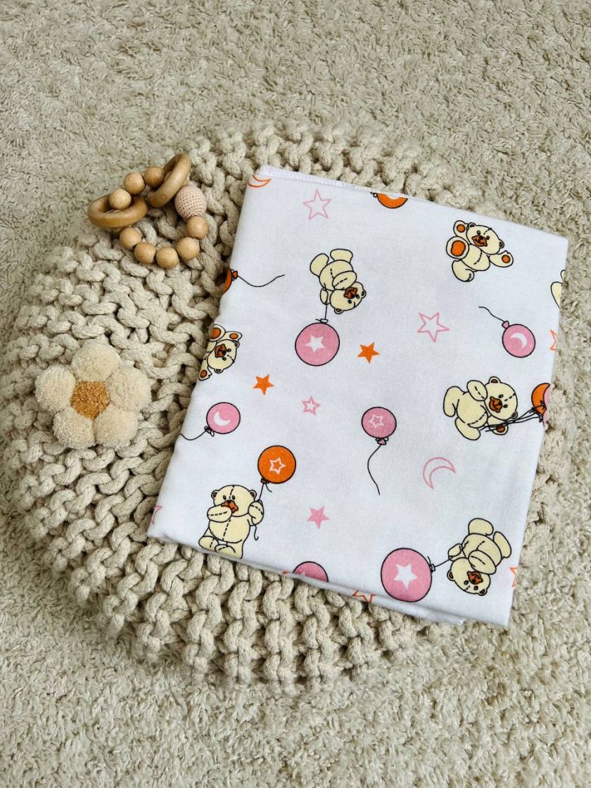 ❤ Пелюшки байкові 90*105см. Принт - Ведмедик з рожевою кулькою (#30282591) ✓ Anna Konvert