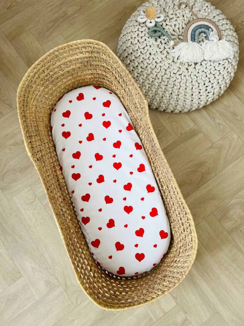 ❤ Простирадло непромакаюче у візочок на гумці. Принт - Серця червоні (#81157712) ✓ Anna Konvert