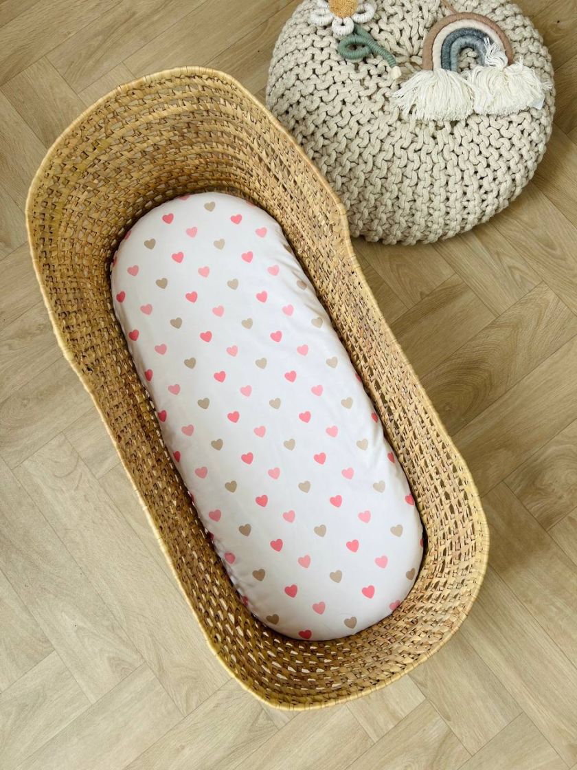 ❤ Простирадло непромакаюче у візочок на гумці. Принт - Серця різні рожеві (#21821580) ✓ Anna Konvert