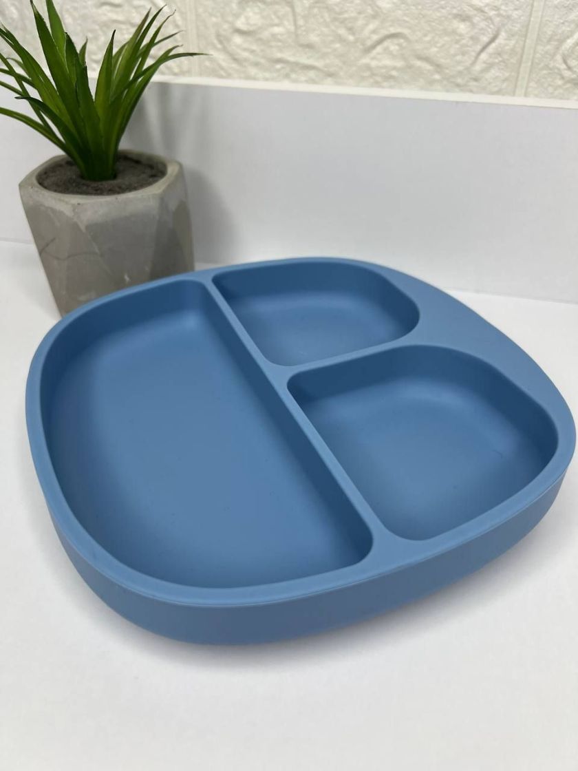 ❤ Тарілка з секціями, силіконова, на присосці. Колір - sky blue (#1035772) ✓ Anna Konvert